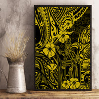 Hawaii King Kamehameha Canvas Wall Art Polynesian Pattern Yellow Version LT01 - Polynesian Pride