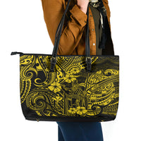 Hawaii King Kamehameha Leather Tote Bag Polynesian Pattern Yellow Version LT01 - Polynesian Pride
