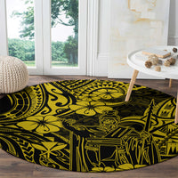 Hawaii King Kamehameha Round Carpet Polynesian Pattern Yellow Version LT01 - Polynesian Pride