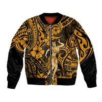 Hawaii Hula Girl Bomber Jacket Polynesian Pattern Gold Version LT01 Unisex Gold - Polynesian Pride