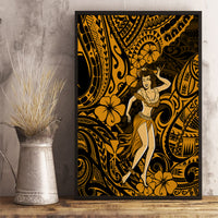 Hawaii Hula Girl Canvas Wall Art Polynesian Pattern Gold Version LT01 - Polynesian Pride