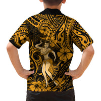 Hawaii Hula Girl Kid Hawaiian Shirt Polynesian Pattern Gold Version LT01 - Polynesian Pride