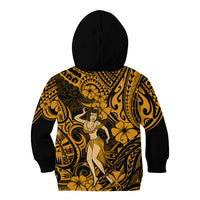 Hawaii Hula Girl Kid Hoodie Polynesian Pattern Gold Version LT01 - Polynesian Pride