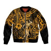 Hawaii Hula Girl Sleeve Zip Bomber Jacket Polynesian Pattern Gold Version LT01 Unisex Gold - Polynesian Pride
