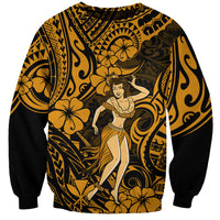 Hawaii Hula Girl Sweatshirt Polynesian Pattern Gold Version LT01 Unisex Gold - Polynesian Pride