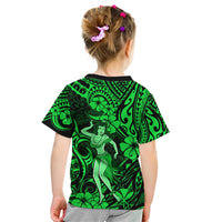 Hawaii Hula Girl Kid T Shirt Polynesian Pattern Green Version LT01 - Polynesian Pride