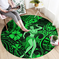 Hawaii Hula Girl Round Carpet Polynesian Pattern Green Version LT01 - Polynesian Pride