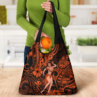Hawaii Hula Girl Grocery Bag Polynesian Pattern Orange Version