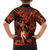 Hawaii Hula Girl Hawaiian Shirt Polynesian Pattern Orange Version LT01 - Polynesian Pride