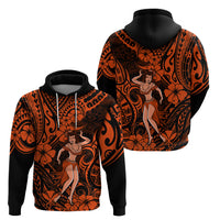 Hawaii Hula Girl Hoodie Polynesian Pattern Orange Version LT01 - Polynesian Pride