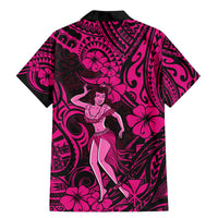 Hawaii Hula Girl Family Matching Mermaid Dress and Hawaiian Shirt Polynesian Pattern Pink Version LT01 - Polynesian Pride