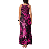 Hawaii Hula Girl Family Matching Tank Maxi Dress and Hawaiian Shirt Polynesian Pattern Pink Version LT01 - Polynesian Pride