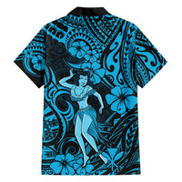 Hawaii Hula Girl Hawaiian Shirt Hibiscus Hawaii Tribal Tattoo Sky Blue Version LT01 - Polynesian Pride