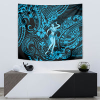 Hawaii Hula Girl Tapestry Hibiscus Hawaii Tribal Tattoo Sky Blue Version LT01 - Polynesian Pride