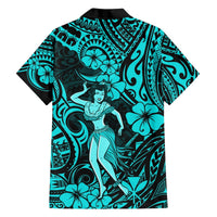 Hawaii Hula Girl Hawaiian Shirt Hibiscus Hawaii Tribal Tattoo Turquoise Version LT01 - Polynesian Pride