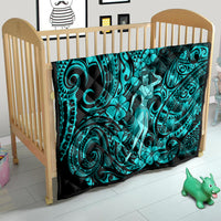 Hawaii Hula Girl Quilt Hibiscus Hawaii Tribal Tattoo Turquoise Version LT01 - Polynesian Pride