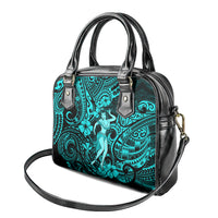 Hawaii Hula Girl Shoulder Handbag Hibiscus Hawaii Tribal Tattoo Turquoise Version LT01 - Polynesian Pride