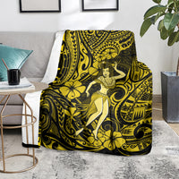 Hawaii Hula Girl Blanket Hibiscus Hawaii Tribal Tattoo Yellow Version LT01 - Polynesian Pride