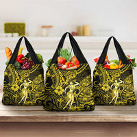Hawaii Hula Girl Grocery Bag Hibiscus Hawaii Tribal Tattoo Yellow Version