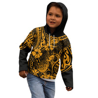 Hawaii Pineapple Kid Hoodie Paradise Flowers Pacific With Gold Polynesian Tribal LT01 - Polynesian Pride
