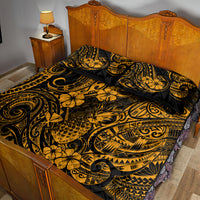 Hawaii Pineapple Quilt Bed Set Paradise Flowers Pacific With Gold Polynesian Tribal LT01 - Polynesian Pride