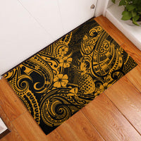Hawaii Pineapple Rubber Doormat Paradise Flowers Pacific With Gold Polynesian Tribal LT01 Gold - Polynesian Pride