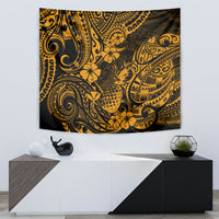 Hawaii Pineapple Tapestry Paradise Flowers Pacific With Gold Polynesian Tribal LT01 - Polynesian Pride