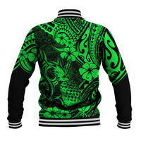 Hawaii Pineapple Baseball Jacket Paradise Flowers Pacific With Green Polynesian Tribal LT01 - Polynesian Pride
