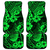 Hawaii Pineapple Car Mats Paradise Flowers Pacific With Green Polynesian Tribal LT01 Green - Polynesian Pride