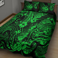 Hawaii Pineapple Quilt Bed Set Paradise Flowers Pacific With Green Polynesian Tribal LT01 - Polynesian Pride