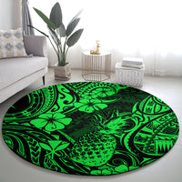Hawaii Pineapple Round Carpet Paradise Flowers Pacific With Green Polynesian Tribal LT01 - Polynesian Pride