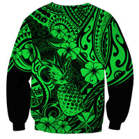 Hawaii Pineapple Sweatshirt Paradise Flowers Pacific With Green Polynesian Tribal LT01 - Polynesian Pride
