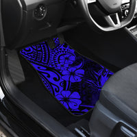 Hawaii Pineapple Car Mats Paradise Flowers Pacific With Navy Blue Polynesian Tribal LT01 - Polynesian Pride
