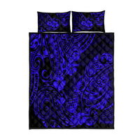 Hawaii Pineapple Quilt Bed Set Paradise Flowers Pacific With Navy Blue Polynesian Tribal LT01 Blue - Polynesian Pride