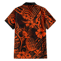 Hawaii Pineapple Family Matching Summer Maxi Dress and Hawaiian Shirt Paradise Flowers Pacific With Orange Polynesian Tribal LT01 - Polynesian Pride