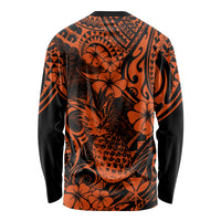 Hawaii Pineapple Long Sleeve Shirt Paradise Flowers Pacific With Orange Polynesian Tribal LT01 - Polynesian Pride