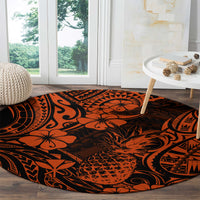 Hawaii Pineapple Round Carpet Paradise Flowers Pacific With Orange Polynesian Tribal LT01 - Polynesian Pride