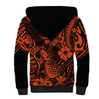Hawaii Pineapple Sherpa Hoodie Paradise Flowers Pacific With Orange Polynesian Tribal LT01 - Polynesian Pride