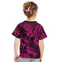 Hawaii Pineapple Kid T Shirt Paradise Flowers Pacific With Pink Polynesian Tribal LT01 - Polynesian Pride