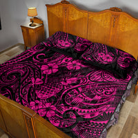 Hawaii Pineapple Quilt Bed Set Paradise Flowers Pacific With Pink Polynesian Tribal LT01 - Polynesian Pride