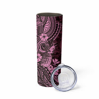Hawaii Pineapple Skinny Tumbler Paradise Flowers Pacific With Pink Polynesian Tribal