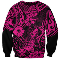 Hawaii Pineapple Sweatshirt Paradise Flowers Pacific With Pink Polynesian Tribal LT01 Unisex Pink - Polynesian Pride