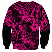 Hawaii Pineapple Sweatshirt Paradise Flowers Pacific With Pink Polynesian Tribal LT01 - Polynesian Pride