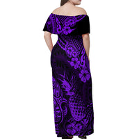 Hawaii Pineapple Off Shoulder Maxi Dress Polynesian Pattern Purple Version LT01 - Polynesian Pride