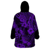 Hawaii Pineapple Wearable Blanket Hoodie Polynesian Pattern Purple Version LT01 - Polynesian Pride