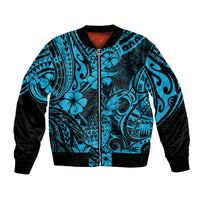 Hawaii Pineapple Bomber Jacket Polynesian Pattern Sky Blue Version LT01 Unisex Blue - Polynesian Pride