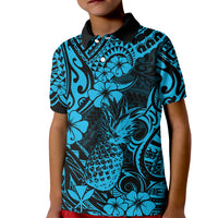 Hawaii Pineapple Kid Polo Shirt Polynesian Pattern Sky Blue Version LT01 Kid Blue - Polynesian Pride