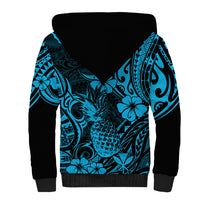 Hawaii Pineapple Sherpa Hoodie Polynesian Pattern Sky Blue Version LT01 - Polynesian Pride