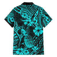 Hawaii Pineapple Family Matching Puletasi Dress and Hawaiian Shirt Polynesian Pattern Turquoise Version LT01 - Polynesian Pride