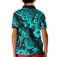 Hawaii Pineapple Kid Polo Shirt Polynesian Pattern Turquoise Version LT01 - Polynesian Pride